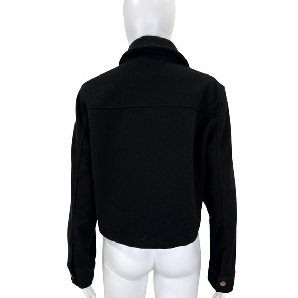 ZARA | Black Cropped Wool-Blend Utility Jacket | Silver Hardware | Size S - Picture 6 of 9